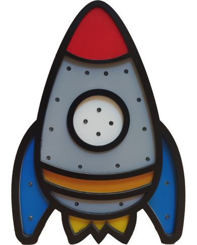 Ξύλινο Παιδικό Φωτιστικό – Διαστημικός Πύραυλος 🚀