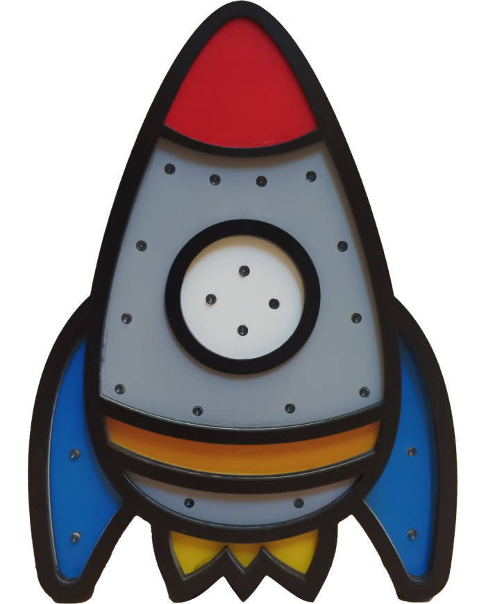 Ξύλινο Παιδικό Φωτιστικό – Διαστημικός Πύραυλος 🚀