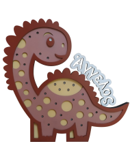 Ξύλινο Παιδικό Φωτιστικό – Δεινόσαυρος με Όνομα 🦕✨