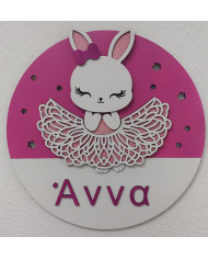 προσωποποιημένη ξύλινη ταμπέλα με ζωάκι για παιδικό δωμάτιο