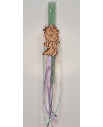 Πασχαλινή λαμπάδα με Ξύλινο μαγνητάκι Δρακάκι