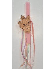 Πασχαλινή λαμπάδα με Ξύλινο μαγνητάκι Γατούλα