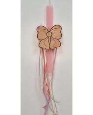 Πασχαλινή λαμπάδα με Ξύλινο μαγνητάκι Φιογκάκι