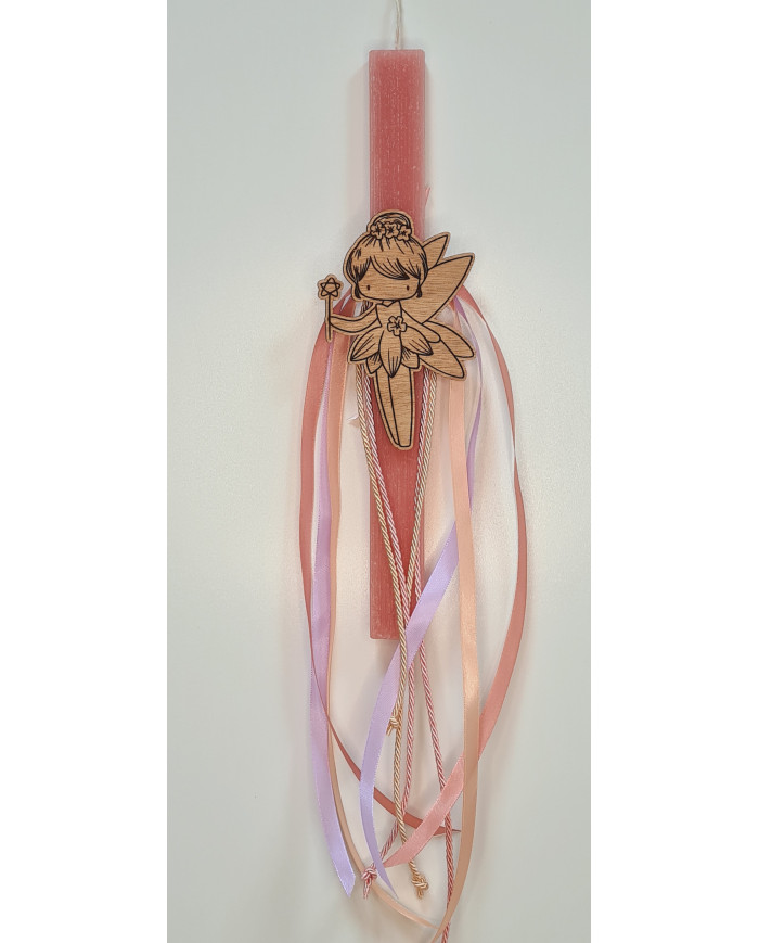 Πασχαλινή λαμπάδα με Ξύλινο μαγνητάκι Νεραϊδούλα