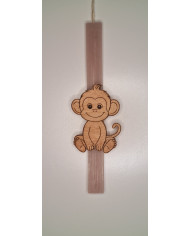 Πασχαλινή λαμπάδα με Ξύλινο μαγνητάκι Μαϊμουδίτσα