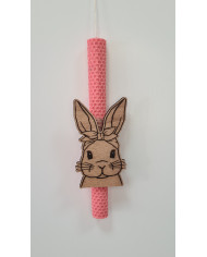 Πασχαλινή λαμπάδα με Ξύλινο μαγνητάκι Κουνέλι