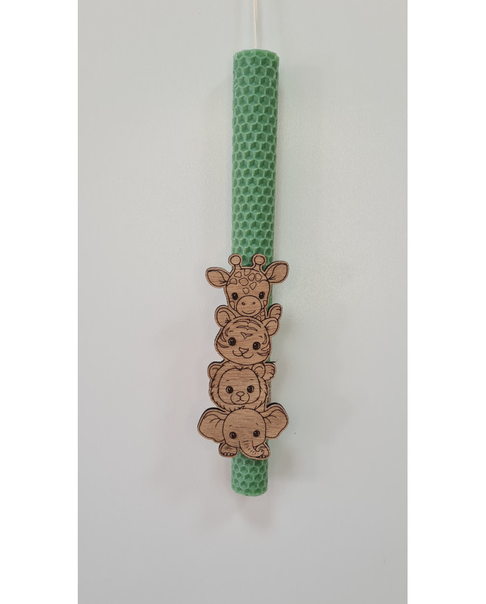 Πασχαλινή λαμπάδα με Ξύλινο μαγνητάκι Ζώα του δάσους