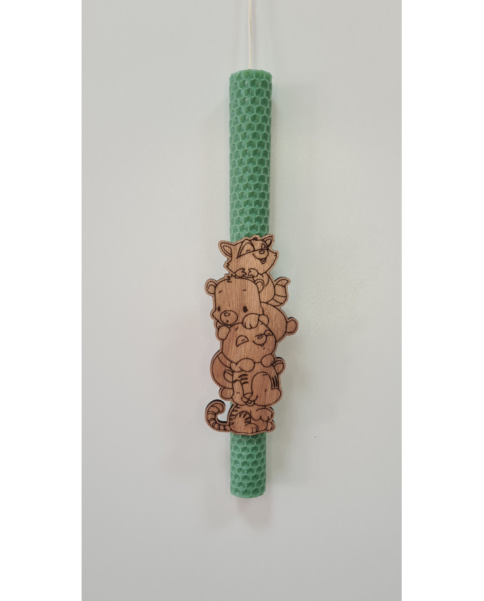 Πασχαλινή λαμπάδα με Ξύλινο μαγνητάκι Ζώα του δάσους