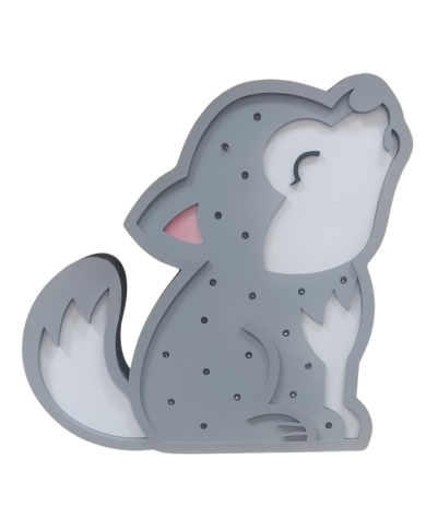 Ξύλινο Παιδικό Φωτιστικό Λύκος