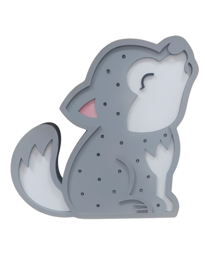 Ξύλινο Παιδικό Φωτιστικό Λύκος